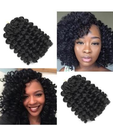 8 Inch Wand Curl Crochet Hair Jamaican Bounce Crochet Hair Short Braiding Hair Curly Crochet Braids Hair Extension Twist Crochet Hair for Women 20 Roots/Pack (5 PCS 1B) 8 Inch (Pack of 5) 1B