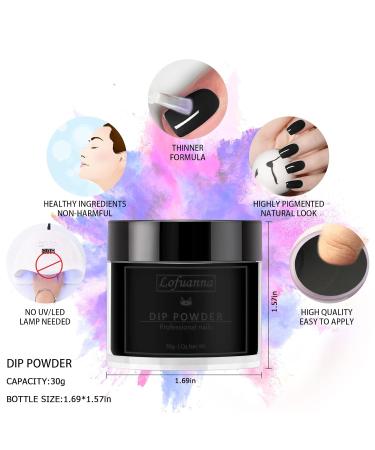 LOFUANNA DIP Powder Nail Starter Kit - Black Dipping Powder with Base/Top Coat & Activator | DIY French Dip Manicure Set - No Nail Lamp Required - Buy Online on GoSupps.com