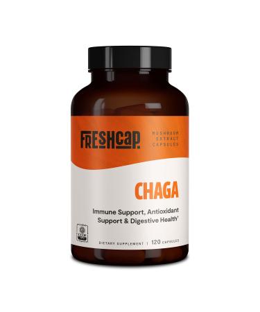 FreshCap Chaga Capsules - Antioxidant  Digestive Health  Immune Support - 120 Capsules (60 Servings) - Dual Extracted - Wild Harvested and Organic Mushroom Supplement