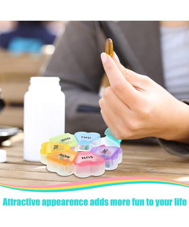 2 Pack Travel Weekly Pill Organizer - Portable 7 Day Pill Box - Cute Flower Design - Medicine Containers for Daily Use - Multi Colored Pill Dispenser - Buy Online on GoSupps.com