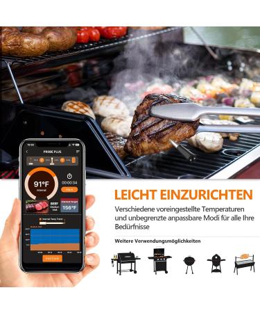 Airmsen Wireless Meat Thermometer - 110m Bluetooth Digital BBQ Grill Thermometer with IPX7 | Perfect Oven & Kitchen Cooking App for Meat Lovers - Buy Online on GoSupps.com