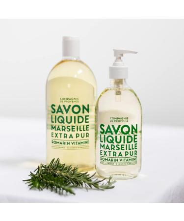 Compagnie de Provence Savon de Marseille Liquid Soap - Rosemary - 16.7 oz Glass Bottle + 33.8 oz Refill - Gift Set - Buy Online on GoSupps.com