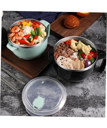 Zerodeko 1 Set Instant Noodle Bowl Food Containers Noodle Bowl with Lid Bowl with Tableware Japanese Ramen Noodles Salad Bowl Lidded Food Bowl Child Chopsticks Stainless Steel 18.50X15.50X11.50CM Black - Buy Online on GoSupps.com