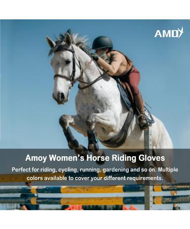 Amoy Stretch Horse Riding Gloves for Women - Breathable Black Mittens, Size Medium - Buy Online on GoSupps.com