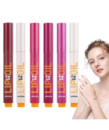 Fravsiu Clicky Lip Gloss Pen Click Lip Gloss Pen Set | Lip Stains 6-Pack for Women | Waterproof Lip Gloss Plumping Lip Oil
