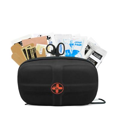 Rhino Rescue Mini first aid kit small waterproof portable emergency camping essentials for travel at home car student dormitory camping hiking (black)