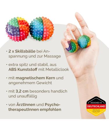 2x DBT Skills Hedgehog Ball - Magnetic Stress Relief Acupressure Ball | Boost Mobility & Concentration | Colorful 32mm Massage Tool - Buy Online on GoSupps.com