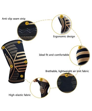 Copper Knee Brace for Men and Women - Compression Sleeve for Running, Gym, Sports - Arthritis Support - Large Size - Buy Online on GoSupps.com