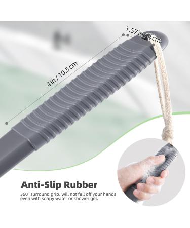 Back Body Scrubber Brush - Long-Handle Shower Peeling Brush for Men & Women | 43cm Gray Non-Slip Design - Buy Online on GoSupps.com