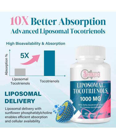 Liposomal Tocotrienols 1000mg High Absorption Vitamin E Tocotrienols Supplement with 95% Delta & 5% Gamma 60 Softgels 60 Count (Pack of 1) - Buy Online on GoSupps.com