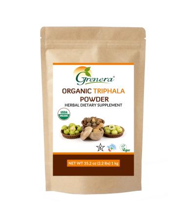 Grenera Organic Triphala Powder 2.2 lb (35.2 Ounce) - Made with Organic Amalaki, Organic Bibhitaki, Organic Haritaki Fruit - USDA Organic, Vegan, Kosher Certified