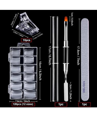 120-Piece Nail Shapes Set for Polygel Nails - Dual-Ended Brush Nail Tips & Files - International Shipping Available - Buy Online on GoSupps.com
