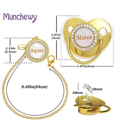 Munchewy Personalized Pacifier & Clip Gift Box | Luxurious Baby Gift with Glittering Crystal | Perfect for Boys & Girls | Newborn Photography Keepsake - Buy Online on GoSupps.com