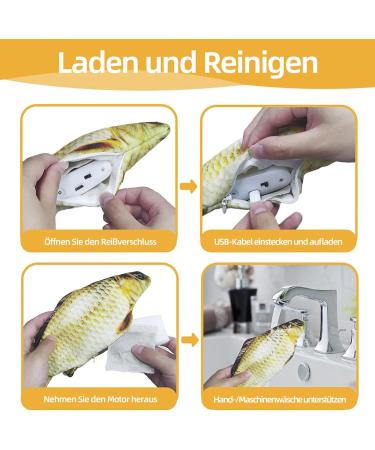 Interactive Cat Toys - Rechargeable Plush Fish with Catnip Washable USB-Cable Yellow - Perfect for Fun & Play! - Buy Online on GoSupps.com