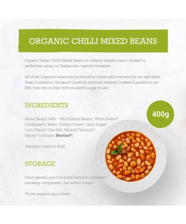 Mr Organic - Organic Chilli Mixed Beans 400g (Pack of 12) - Non GMO & Preservative Free - Gluten Free & Vegan - Spicy Mixed Beans for Easy Home Cooking 400g(Pack of 12) - Buy Online on GoSupps.com