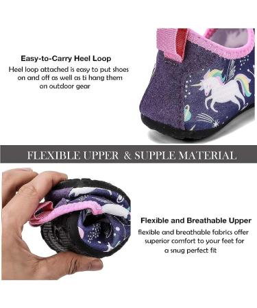 HIITAVE Kids Water Shoes - Non-Slip Aqua Pool Socks for Boys & Girls - Toddler 12-13 Little Kid - Purple/Unicorn - Buy Online on GoSupps.com