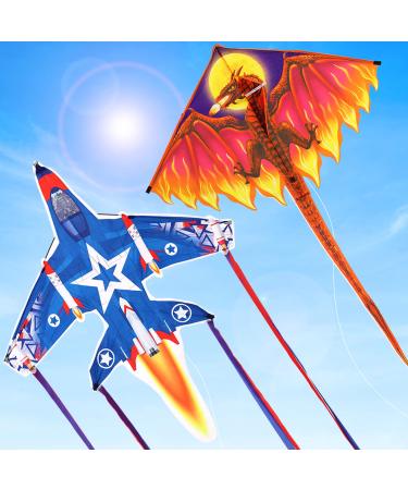 Kite for Kids and Adults for Outdoor Games and Beach Trip Cute Kite for Girls Boys and Beginner Easy to Fly for Summer Activities Great Flyer w/Bag Kites 2packs