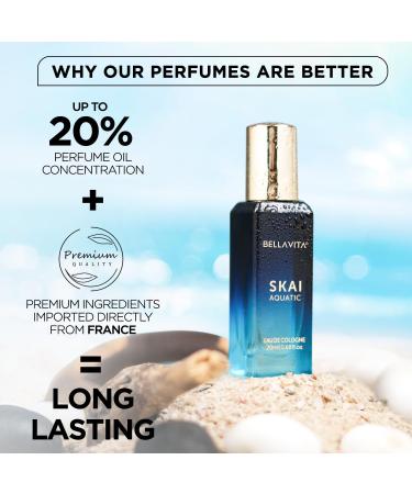 Be'llaVita Luxury Skai Aquatic Unisex Eau De Cologne with Bergamot Lavender & Patchouli |Premium Fragrance for Men & Women 20 ML - Buy Online on GoSupps.com