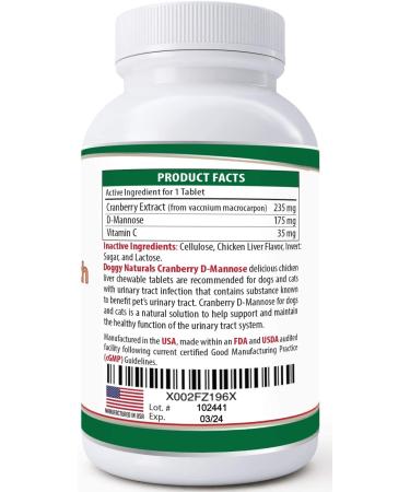 Cranberry D-Mannose for Dogs and Cats | UTI & Bladder Support | Kidney Health | Antioxidant | 60 Tablets - Buy Online on GoSupps.com