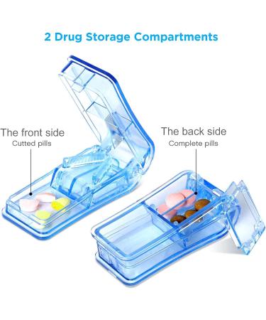 Pill Cutter and Splitter with Blade and Storage Compartment - Blue, for Small or Large Pills - Buy Online on GoSupps.com