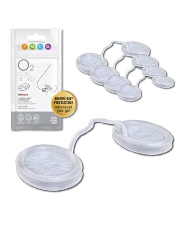 O2 Nose Filters with 3M Filtration - Nasal Screens for Allergies Dust & Smoke - Drug-Free & Latex-Free Nose Filters - Invisible Allergy Protection (Trial Pack 4 Sizes) Trial Pack for Sizing