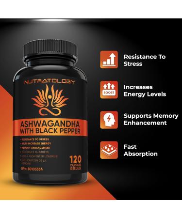 Organic Ashwagandha With Black Pepper For Improved Absorption. Resistant To Stress Increases Energy Levels & Supports Memory Enhancement - 650MG Ashwagandha Per Capsule - 120 Capsules 120 count (Pack of 1) - Buy Online on GoSupps.com