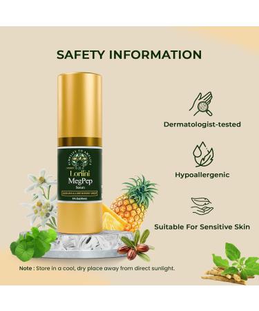 MegPep Anti-Aging Serum | Peptide & Hyaluronic Acid Face Serum for Wrinkles Hydration Fine Lines & Dull skin | With Ceramides Ashwagandha Gold Bhasma & Edelweiss Firm Brighten Skin 1 Fl Oz - Buy Online on GoSupps.com