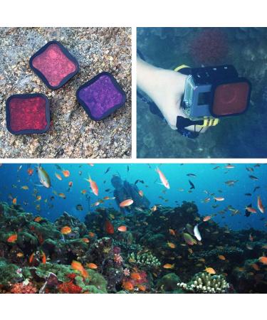 Soonsun 3 Pack Dive Filter for GoPro Hero 5 6 7 Black Super Suit - Red Light Red and Magenta Filters - Enhance Underwater Colors for Video and Photography - Buy Online on GoSupps.com