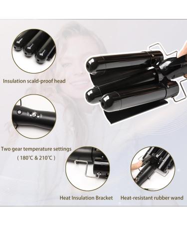 2024 Newest 3 Barrel Curling Iron | Jumbo 1.25" Hair Curler with Adjustable Temperature | Instant Heating Crimping Wand - Black - Buy Online on GoSupps.com