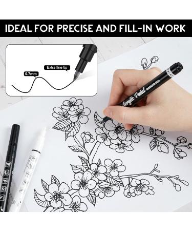 White Paint Pen 8 Pack - 0.7mm Acrylic Markers for Rock, Wood, Glass & More - Extra Fine Tip Opaque Ink - 6 White & 2 Black Pens Included - Buy Online on GoSupps.com