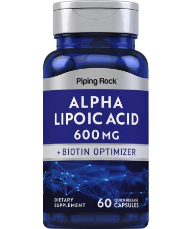 Piping Rock Alpha Lipoic Acid 600mg | with Biotin Optimizer | 60 Capsules | Non-GMO Gluten Free Supplement