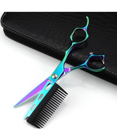 Fovolat Hairdressing Scissors 6 Inch Stainless Steel Hair Cutting Scissors | 2 in 1 Stainless Steel Hair Cutting Professional Barber Haircut Scissors for Elderly Children Green - Buy Online on GoSupps.com