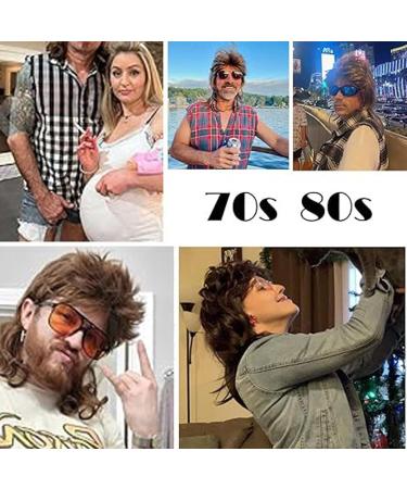 4 Piece Set Mullet Wig Brown Mullet Wig Pop Rock Wigs For Artificial Hair Wigs for Men Wig 80s Wig Brown Wave Mullet Wig Halloween Costume Fashion Wig Fancy Party Accessories Wig - Buy Online on GoSupps.com