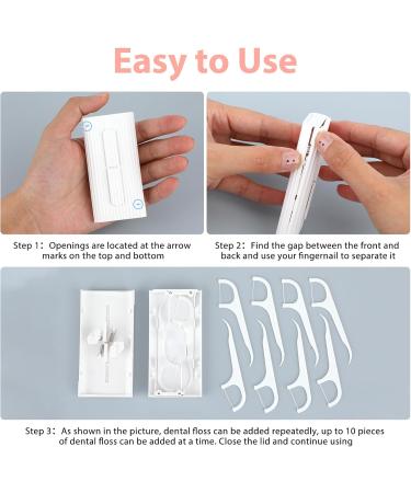 AndiBro Portable Dental Floss Boxes - 2 Pack Refillable Dental Floss Picks for Travel | Essential Mouth Care Tool for Tooth Cleaning (White) - Buy Online on GoSupps.com