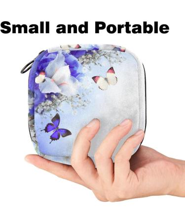 Stylish Menstruation Pad Bag with Zipper | Women's Napkin & Tampon Storage - Floral & Butterfly Designs - Buy Online on GoSupps.com