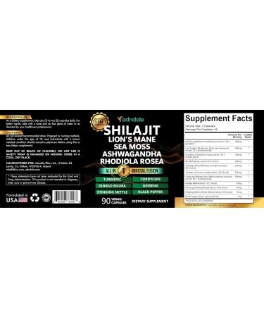 Adndale Shilajit for Men and Women. Pure Himalayan Organic Shilajit Capsules with Sea Moss Ashwagandha Rhodiola Rosea Lion s Mane. 90 Count - Buy Online on GoSupps.com