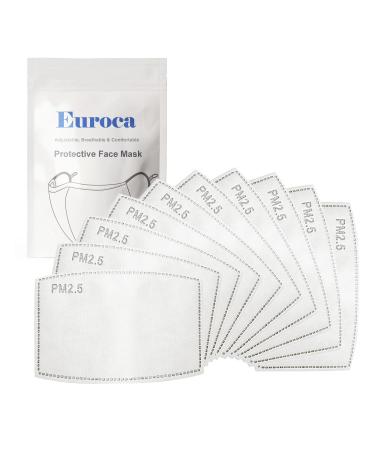 Euroca - PM2.5 Activated Charcoal Mask Filters Face Mask Filter Inserts Replacement Activated Carbon Filter For Dust Pollen & Airborne Particles Adult Size (4.75 x 3.15 in) 30-Pack Adult 30 Pcs