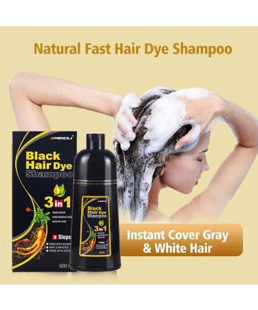 MEIDU Black Hair Dye Shampoo for Gray Hair - 3 in 1 Hair Color Shampoo 500ML - Buy Online on GoSupps.com
