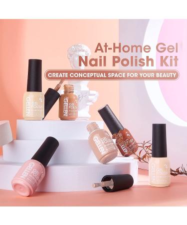 Gellen Gel Nail Polish Kit - 28 Pack Nude Grays Pastels Glitter Gel Polish Set | Glossy/Matte Top & Base Coat | Trendy Home/Salon Manicure Kit - Buy Online on GoSupps.com