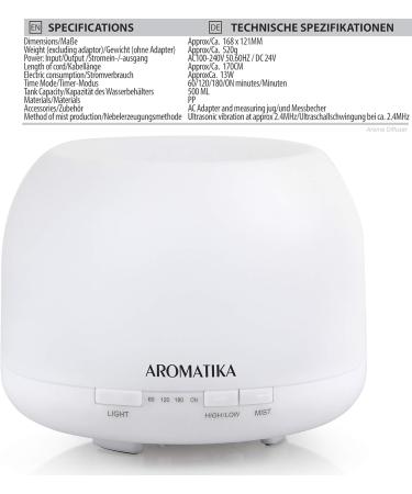 500ml Essential Oil Humidifier & Aroma Diffuser - LED Ultrasonic Aromatherapy for Home & Office - Buy Online on GoSupps.com
