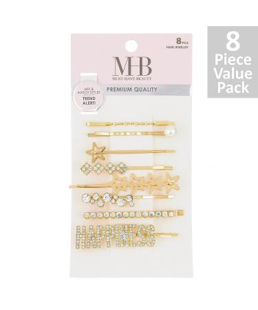 Must-Have-Beauty Decorative Hair Clip Set - Bridal Hair Accessories (8 PC HAPPINESS STARS & RHINESTONE) - Buy Online on GoSupps.com