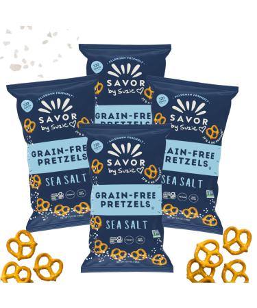 Savor Street by Suzie, Gluten-Free Pretzel Twists - Grain Free, Nut Free, Non-GMO Vegan Paleo Snacks, Sea Salt, 4-pack