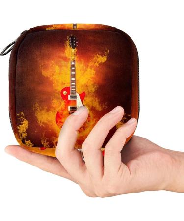Buy Fire Rock Guitar Menstruation Pad Bag with Zipper | Stylish Women's Napkin & Tampon Collection Bag - Buy Online on GoSupps.com