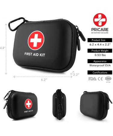 Alysontech Mini First Aid Kit - 100 Pieces in Water-Resistant Case for Travel, Outdoor, Home, Office - Compact Emergency Kit for Camping, Hiking, Car - Black - Buy Online on GoSupps.com