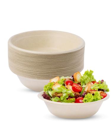 50 Pack Large Disposable Paper Bowls 32oz Compostable Paper Bowls Biodegradable Soup Bowls Eco-Friendly Sugarcane Bowls for Salad Pasta Hot Soup Ice Cream