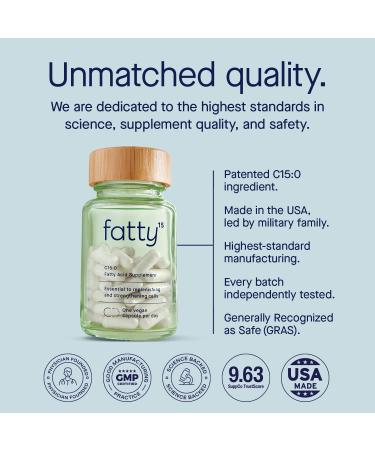 Fatty15 C15:0 Pentadecanoic Acid Supplement The Longevity Nutrient - 90 Vegan Capsules - 3X Cellular Benefits of Fish Oil EPA Omega 3 Supplements - Liver Support & Mitochondrial Health 90 Count (Pack of 1) - Buy Online on GoSupps.com