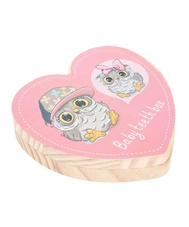 Baby Teeth Save Box Primary Teeth Keepsake Box Teeth Box Save Organizer Heart Shaped English Wooden Baby Tooth Box Individual Holes for Kids