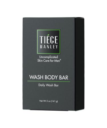 Tiege Hanley Daily Cleansing and Lightly Exfoliating Bar Soap for Men (WASH BODY BAR) | Vitamin E & Aloe to Nourish Skin | Subtle Scent | Made in the USA | 5 Ounce Bar Cucumber
