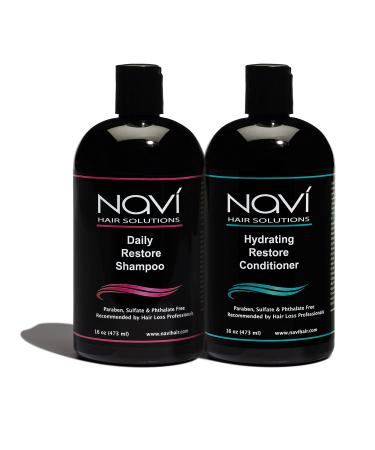 Navi Hair Growth Shampoo and Conditioner Set, Natural DHT Blocker for Thinning Hair and Hair Loss, Safe for Color Treated Hair, Sulfate Free, Hair Regrowth and Thickening for Men and Women, 2 x 16 oz 16 Fl Oz (Pack of 2)