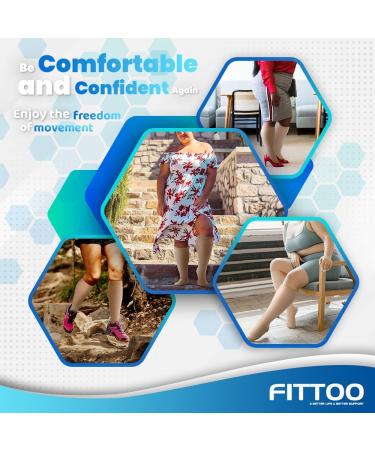 FITTOO Plus Size Compression Socks 20-30mmHg for Men & Women - Shin Splint Varicose Vein & Calf Pain Relief - Closed Toe Wheat 4X-Large - Buy Online on GoSupps.com